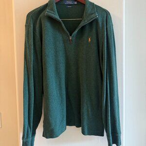Polo by Ralph Lauren 3/4 Quarter Zip Pull-Over Green Size L Estate Rib